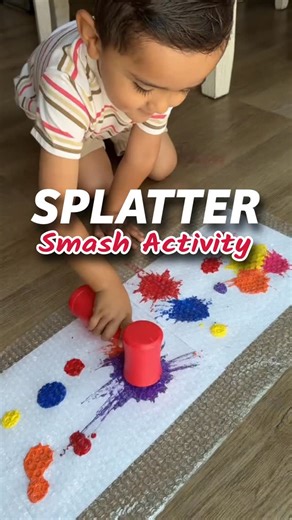 FamilifyUS on Instagram: "Big splashes, bigger imaginations 🎨✨ Turn an ordinary afternoon into a colorful adventure with this messy, hands-on splatter paint activity! Kids get to explore colors, practice coordination, and watch their creativity explode across the canvas—all while staying fully engaged and having a blast. Perfect for rainy days, quiet afternoons, or anytime you want learning and play to collide in the most fun way possible. Try it out, save this idea for later, and follow us for