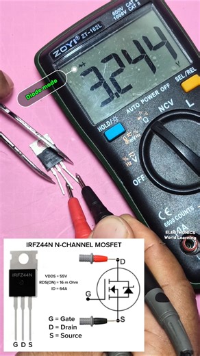 Negative Channel MOSFET testing in normal condition #shorts #reels #automobile #electronic #repair