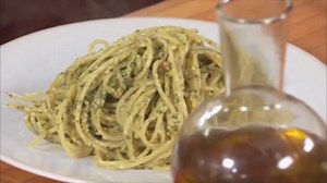 This is a great recipe of mine from the archives, a delicious variation on a traditional dish. I discovered Spaghetti with Basil Pistachio Pesto on a visit to Sicily and it has always remained a favorite of mine ever since. I love how the pistachio gives just a little extra complexity to the dish. Tutti a Tavola a Mangiare! https://lidiasitaly.com/recipes/pasta-basil-pistachio-pesto/. #LidiasRecipes #LidiasItaly #LidiasKitchen #LidiaBastianich #ItalianFood #PastaRecipes | Lidia Bastianich