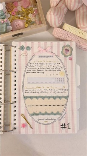 ASMR Sewing Journal: #1 Basting Stitch 🪡✨ #asmrjournaling #sewing