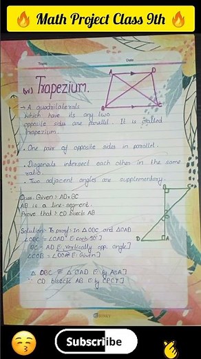 Class 9th math project on quadrilateral || Math project file || #Portfolio #shorts