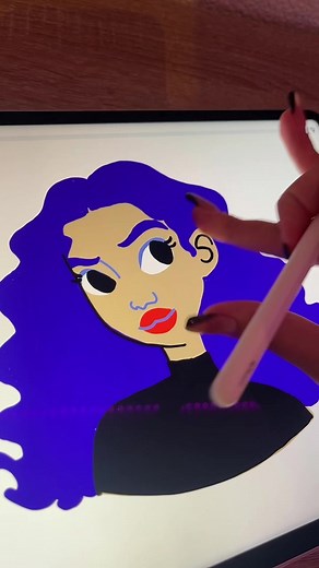 Digital Drawing Process: Illustration of Long Wavy Hair
