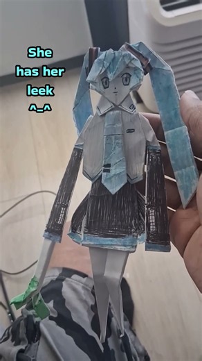 My custom handmade Hatsune Miku origami action figure 😍💙 #shorts #diy #origami #papercraft