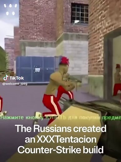 The XXXTentacion Russian Counter-Strike 1.6 build (2024) After translation the description reads, “When launching the game, you are greeted by beautiful artwork created by fans or professional artists reflecting the life and music of XXXTentacion. You are also welcomed by a musical track, a custom game icon, and player models styled after XXX. The coolest feature is the equipment set. The combat kit includes: ak, m4, awp, famas, knife, and deagle, all implemented with special symbols connected t