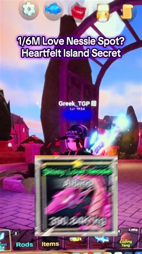1/6m Love Nessie Spot | Heartfelt Island | Valentines #fishit #fyp #roblox #lovenessie