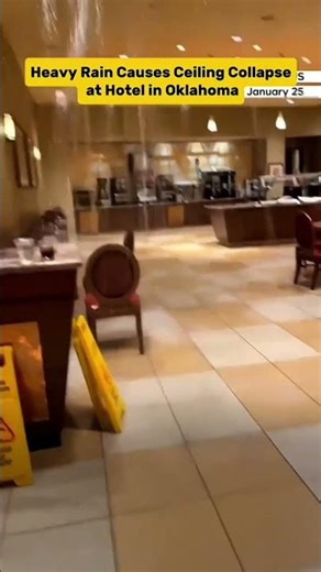 Water leaked through a hotel ceiling at an Embassy Suites before part of the lobby ceiling collapsed