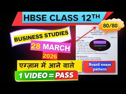 Class 12 Business Studies Most Important Question| Class 12 Business Studies 2026 paper