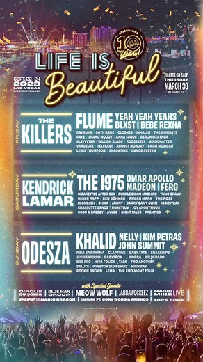 Life is Beautiful 2023 Lineup Announcement