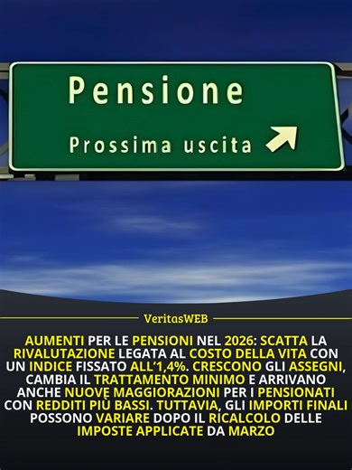 Nel 2026 tutte le pensioni in Italia sono aumentate, ma l’incremento varia in base all’importo dell’assegno e alle clausole previste dalla legge di bilancio. L’aumento è legato alla rivalutazione automatica, il meccanismo che adegua le pensioni al costo della vita calcolato dall’ISTAT. Per il 2026 l’indice di rivalutazione è stato fissato all’1,4%. Tra le principali novità, il trattamento minimo INPS è salito da 603,40 euro a 611,85 euro al mese. Per le pensioni più basse è stata inoltre proroga