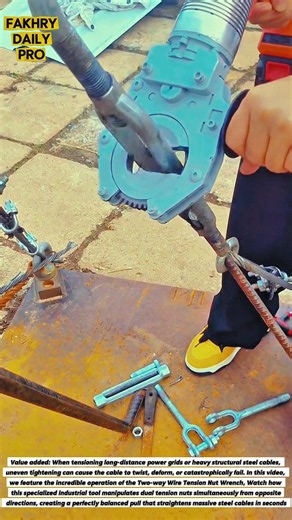 Genius Two-Way Wrench Mechanics: Tightening High-Voltage Steel Cables Instantly! 🤯⚡#machine #viral