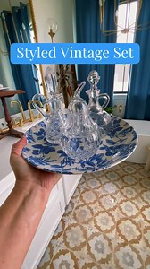 I love finding pieces and putting them together in a set. This lovely floral plate matched with these crystal apothecary jars is perfect for your bathroom or kitchen. And this vintage hairspray can cover and matching jewelry dish will add a touch of glamour to your makeup counter. Now available. Link to vintage shop in my bio or go to ourittybittyhome website | Our Itty Bitty Home