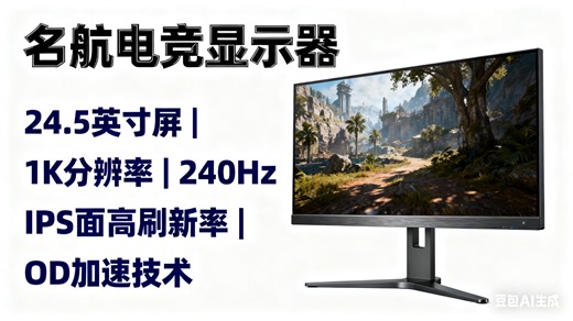 名航 24.5 寸显示器实测：1080P 分辨率 + 240Hz 高刷 IPS 面板兼顾流畅与画质