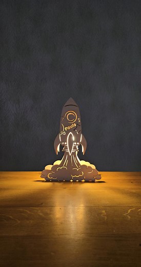 Rocket Nightlight. Rocket and Space Theme Wood Night Light. Lamps for Boys Room. - Etsy