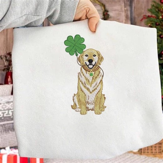 Lucky Dog Embroidery Design, Cute Puppy With Clover Pattern, St Patrick Dog Embroidery File, Machine Embroidery - Etsy