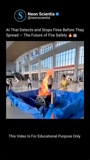 Mind Flow on Instagram: "This is a glimpse into next-generation fire safety powered by artificial intelligence. In controlled tests, researchers ignited small fires inside large public buildings, and AI-driven systems responded within seconds. Using intelligent sensors, the system detects sudden temperature spikes and abnormal heat patterns long before flames become visible. Once temperatures approach critical thresholds, the network automatically activates, releasing precise bursts of water to 
