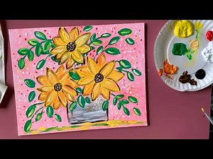 Paint with me!! Acrylic Step by Step Painting for Beginners, Easy Sunflower Painting on Canvas