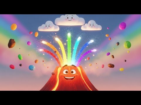 Rainbow Volcano Erupts Colors! 🌋🎨🌈 | Learn Colors for Kids | Fun Educational Video
