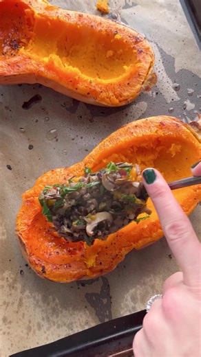 Stuffed butternut squash with wild rice and sausage | Skinnytaste