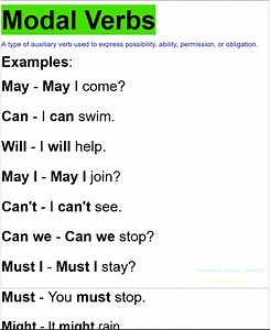 Modal Verbs A type of auxiliary verb used to express possibility, ability, permission, or obligation. | Empowering English Learning