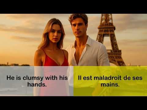 Say it in French I He is clumsy with his hands