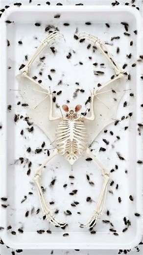 This bat skeleton looks exactly like a human hand 🦇✋ #bat #morbidcuriosity #anatomy #timelapse