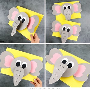 3D ELEPHANT CRAFT https://www.artycraftykids.com/craft/3d-paper-elephant-craft/ | Arty Crafty Kids