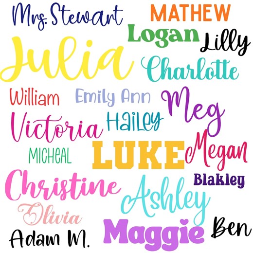 Vinyl Name Decal, Personalized Name Decal, Tumbler Sticker, School Name Label, Handwritten Scripts, Lots of Colors, Holographic Vinyl Names - Etsy