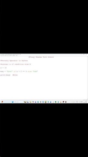 Ternary Operator in Python | One-Line If-Else