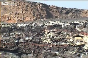 This is what happens if a box of garbage falls into a volcano lake.