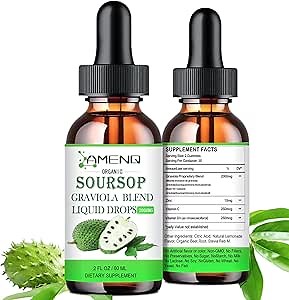 Soursop Bitters Liquid, Organic Pure Soursop Leave and Fruit Extract w.Multivitamin Drops Natural Living Bitters P. Soursop Oil Edible for Immune & Energy, Antioxidant, Colon Liver Detox, Gut Health