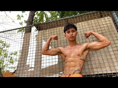 Young shredded filipino outdoor workout| Muscle Flexing