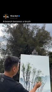 387 reactions · 3 comments | Chinese artist K Ge Wan Hua paints using tree branches dipped in color, turning each strike against the canvas into a burst of texture and movement. Through this inventive method, he lets nature paint itself — branches and forests emerging from the very materials that inspired them. Artist: K哥玩画 / kk1982kk88 on Douyin #art #artist #artwork #painting | Viral Art | Facebook