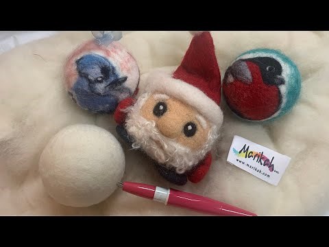 Christmas ornaments Handmade Needle felting Preparing styrofoam ball