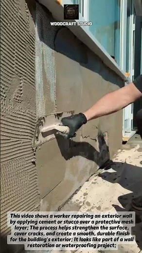 Wall Repair Satisfying Process Exterior StuccoMeshInstallation #construction #homerepair #satisfying