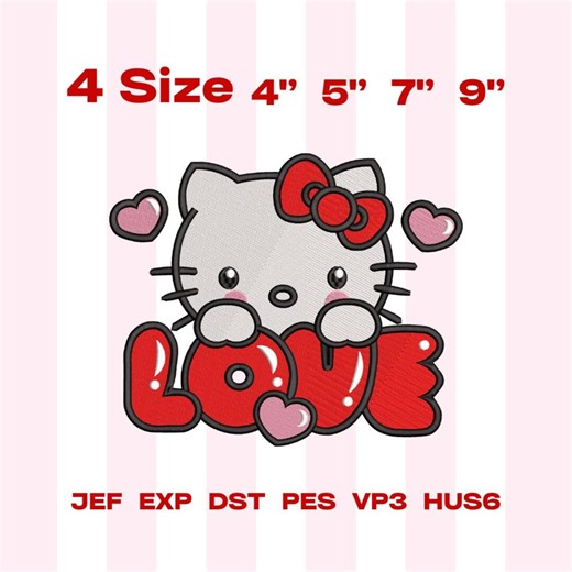 Hello Kitty Embroidery Design, Cat Embroidery Design, Animal Embroidery Machine File, Funny Cat Machine Embroidery, Embroidery Design - Etsy