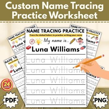 Custom Name Tracing Worksheet Printable | Editable Preschool Name Practice