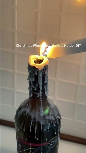 Christmas Wine Bottle Candle Holder DIY 🕯️ | Easy Upcycled Christmas Decor #HolidayDIY