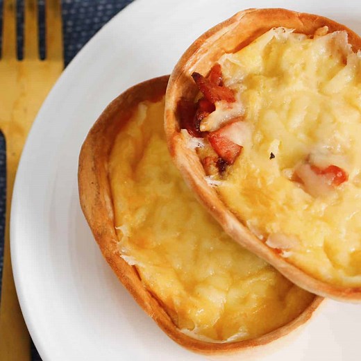 Cheesy Egg and Bacon Tortilla Quiches