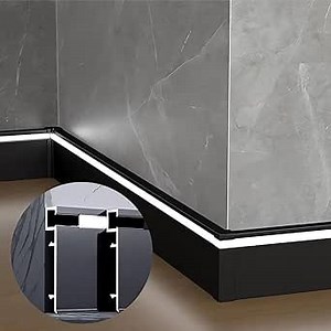 JARBIH 10 Packs 1M/3.3ft Aluminum Skirting Baseboards, 78x12mm LED Channel System Diffuser, Line Light Wall Mount Aluminum Profile with Milky Cover, Suitable for Living Room Bedroom Kitchen