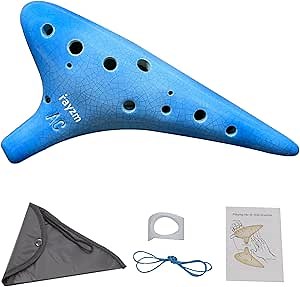 Rayzm 12-Hole Alto C Ceramic Ocarina, 13-note C Major, Beginner Ocarina Wind Musical Instrument with Padded Carry Bag for Music Lovers