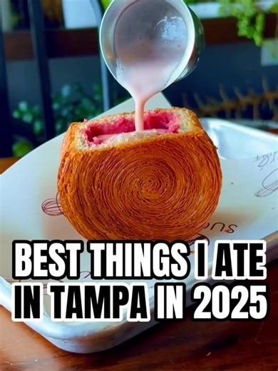 😋Tastiest things I ate in Tampa in 2025🥰 Most of these you can add to you 2026 hit list, but a few were temporary specials. (I noted them.) List is in order of photos, but no particular order of deliciousness. Headline Image: Strawberry Orange Blossom Croissant Shot at @sucretable ➡️Pork Floss sweet bun at @sweetbunsfltampa on Fowler ➡️ Chicken Katsu Sandwich at @tantotampa ➡️Stretchy Arabic Ice Cream Baklava Sandwich at @bekdash.usa ➡️Rotisserie Chicken at @lahaciendatampa ➡️ Seafood Wellingt