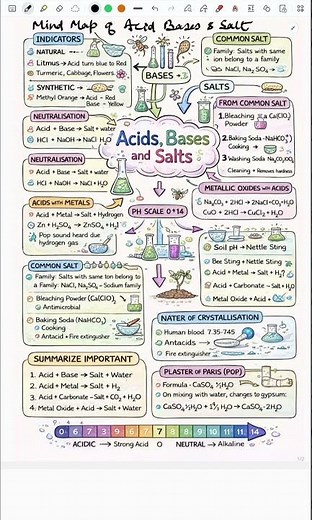 Class 10 acid base and salt mind map #cbse #class10 #viral #chemistry #science