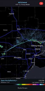 Outflow boundary just lazily draping itself across Livingston, Oakland, and Macomb Counties this afternoon (8/12). This boundary will likely lead to storm development through this evening. In fact, you can already see it touching off storms in southwest Livingston at the end of this loop. | Great Lakes Weather & Climate