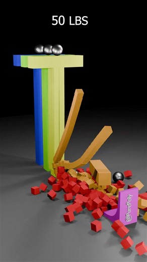 1 LBS vs 100 LBS: The Rainbow T-Pillar Test! 🌈💥#shorts #asmr #oddlysatisfying #blender3d #games