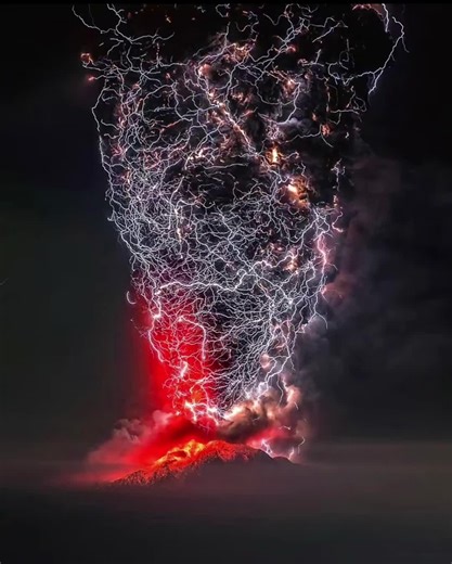 Volcanic lightning is a dramatic phenomenon that happens during some volcanic eruptions, where flashes of lightning appear inside or above the ash plume. #volcano #lighting #phenomenon #pure #rage