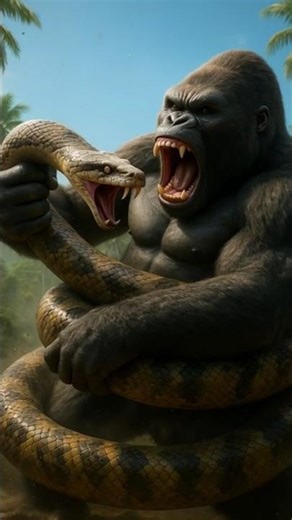 Gorilla Faces Off Against snake #shortvideo #youtubeshorts