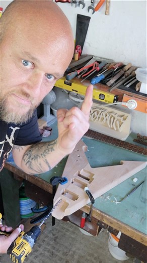 DIY Death Metal Guitar building pt 2 - drilling again #guitarbuilding #woodworking