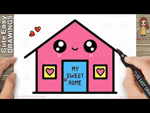 How to Draw a House Cute and Easy | My Sweet Home Drawing Easy - Videos For Kids