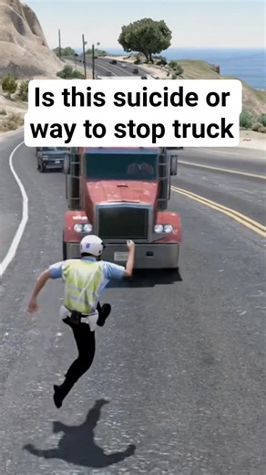 Is this suicide or a strange way to stop the truck driver in GTA5 #gta#gta5#gaming#games#beamngdrive