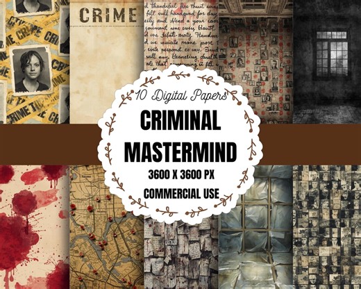 Criminal Mastermind Digital Paper, Crime Theme Digital Paper, Villain Aesthetic Paper Pack, Dark Academia Digital Paper, True Crime - Etsy